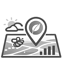 Icon showing ecological data visibility through map and chart layers